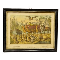 Antique Print "the Funneral of the Hunter", Germany Late 19th Century