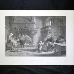 Antique Print, "The Homely Meal, Brittany"