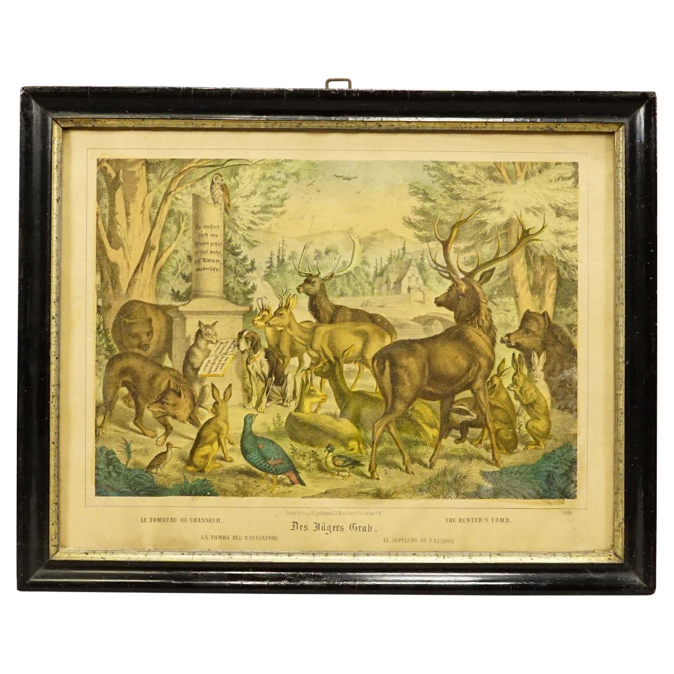 Antique Print "the Hunters Tomp", Germany Late 19th Century For Sale