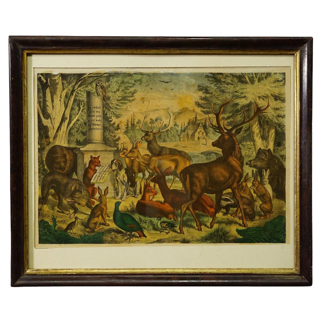 Gravure ancienne "The Hunters Tomp", Allemagne, fin du 19e siècle