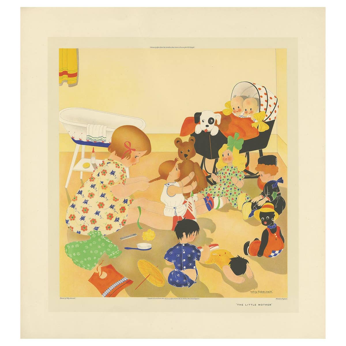 Antique Print 'The little Mother' by W. Schermelé, 1937