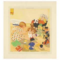 Impression ancienne « The little Mother » (La petite mère) de W. Schermelé, 1937