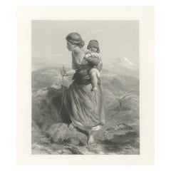 Grabado antiguo - El montañero con el niño - Poole & Garner - c.1870