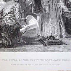 Antique Print, "The Offer of the Crown to Lady Jane Grey"