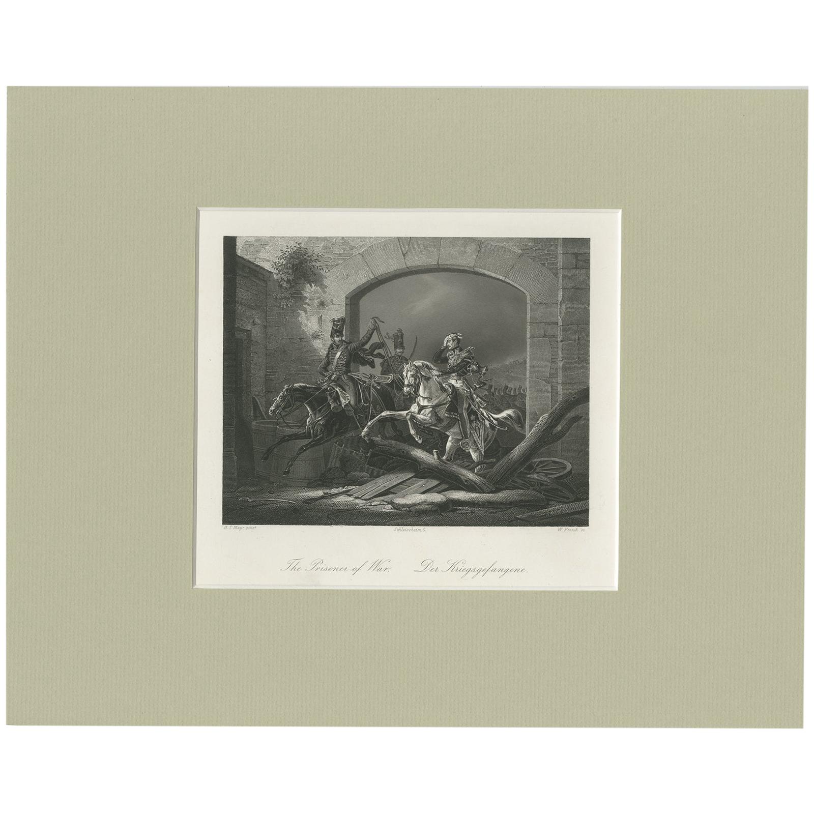 Impression ancienne « The Prisoner of War » (Le Prisonnier de Guerre) par W. French, vers 1850