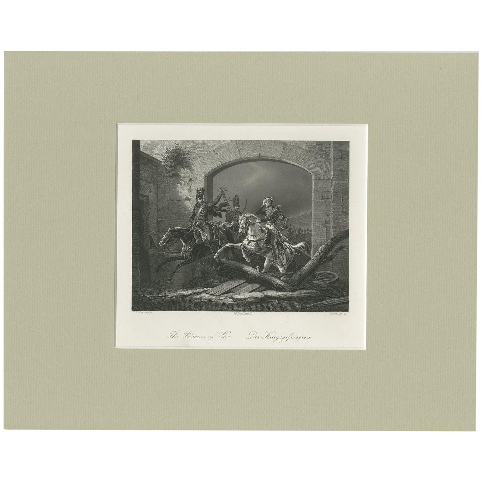 Stampa antica "Il prigioniero di guerra" di W. French, 1850 circa