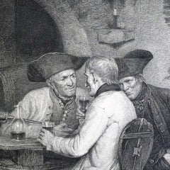Antique Print, "The Wine Tasters"