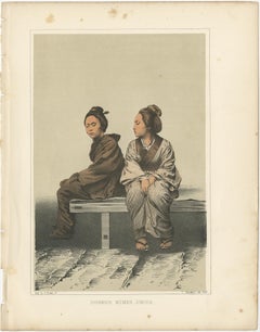 Antique Print titled 'Japanese Women, Simoda', 1856