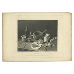 Antique Print Titled 'Penury', Depicting a Poor People's Eating Table, 1796