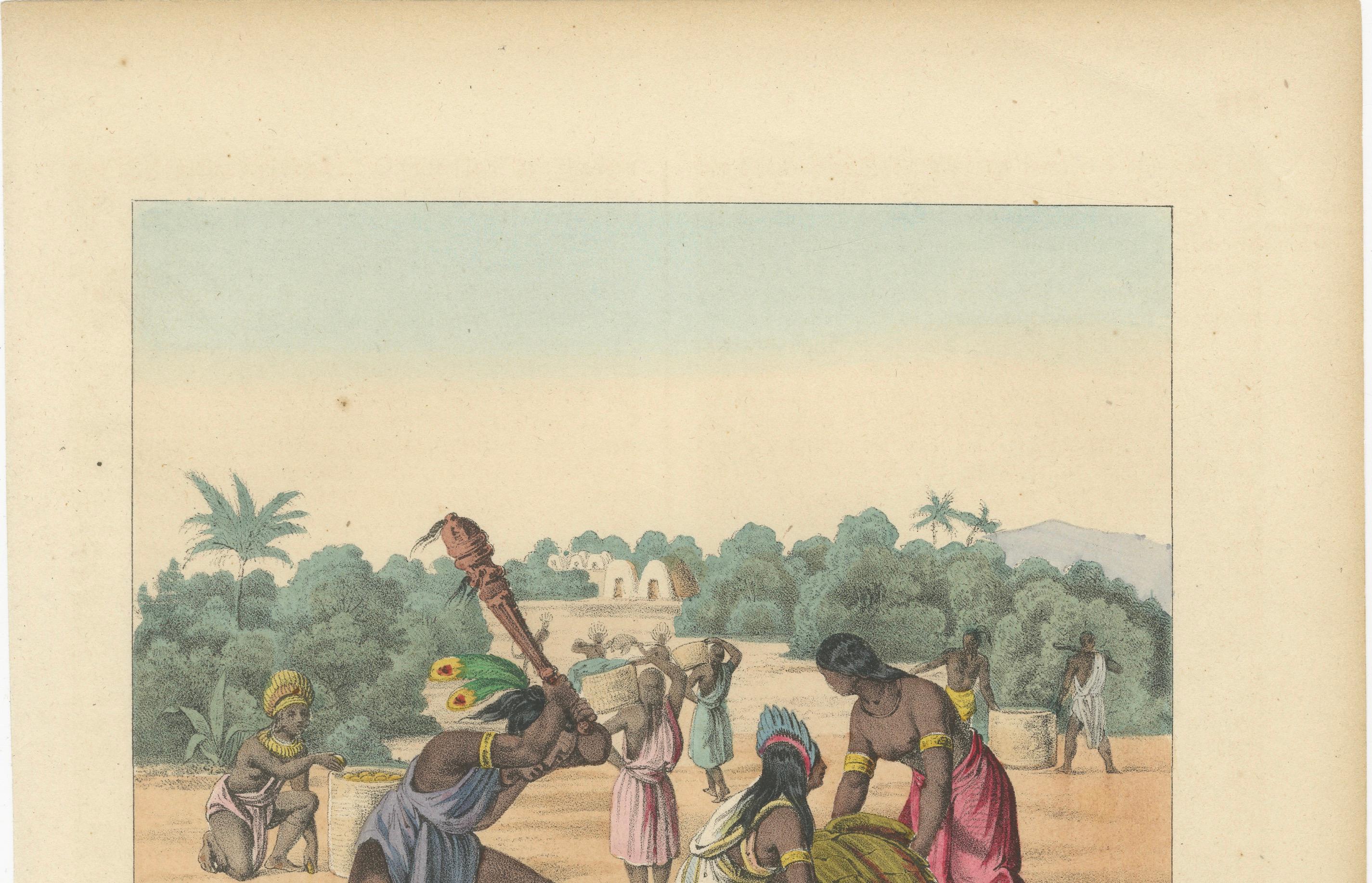 Antique Print – Turtle Hunting Scene in India, Hand-Colored Lithograph, 1857

A vivid 19th-century hand-colored lithograph depicting a dramatic turtle hunting scene, published in 1857. The composition shows a group of Indian hunters capturing large