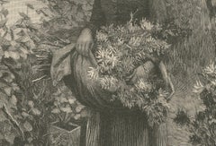 Antique Print Twilight Hour by R. Knight, Rural German Scene , ca.1900
