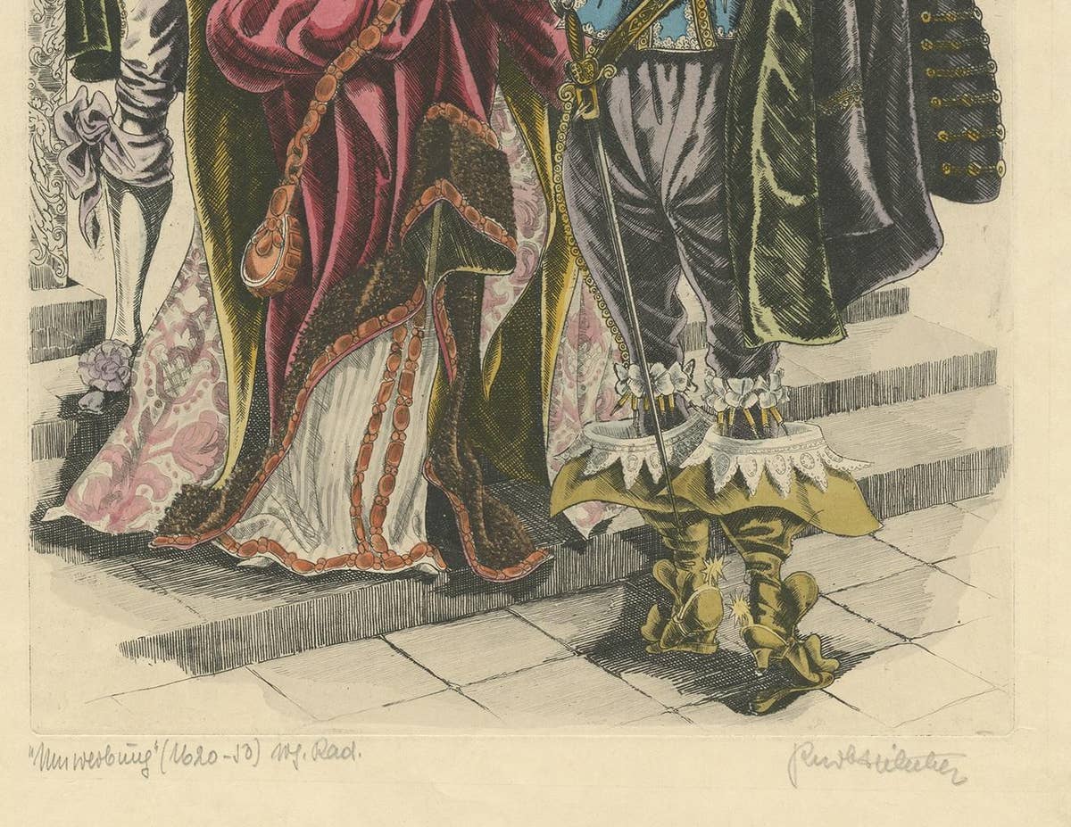 Antique Print 'Umwerbung' by Kurt Hilscher, circa 1930