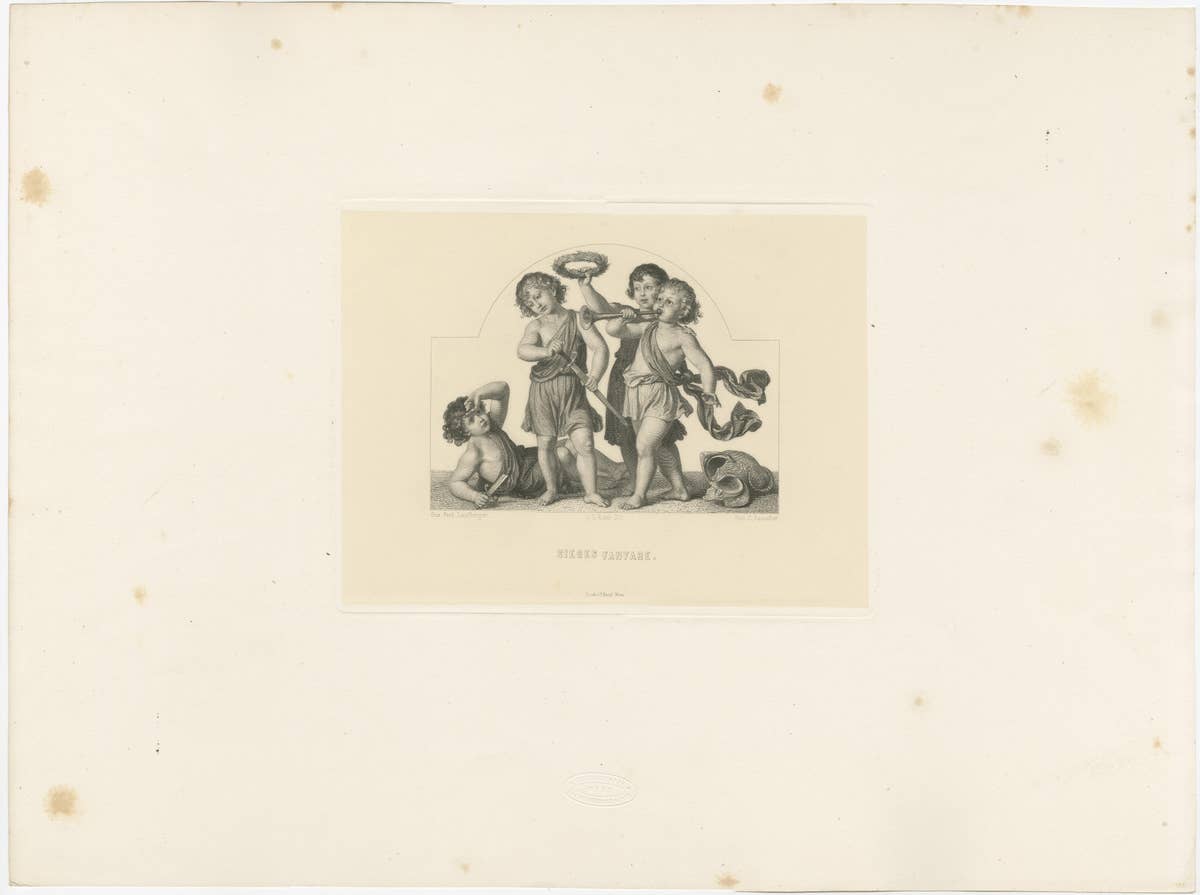 Antique Print 'Victory Fanfare' of the Curtain in the New Opera House in Vienna
