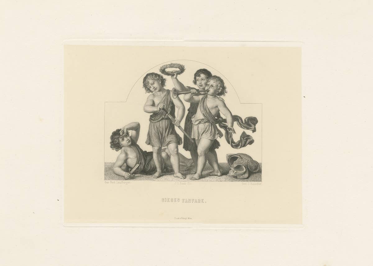 Antique Print 'Victory Fanfare' of the Curtain in the New Opera House in Vienna