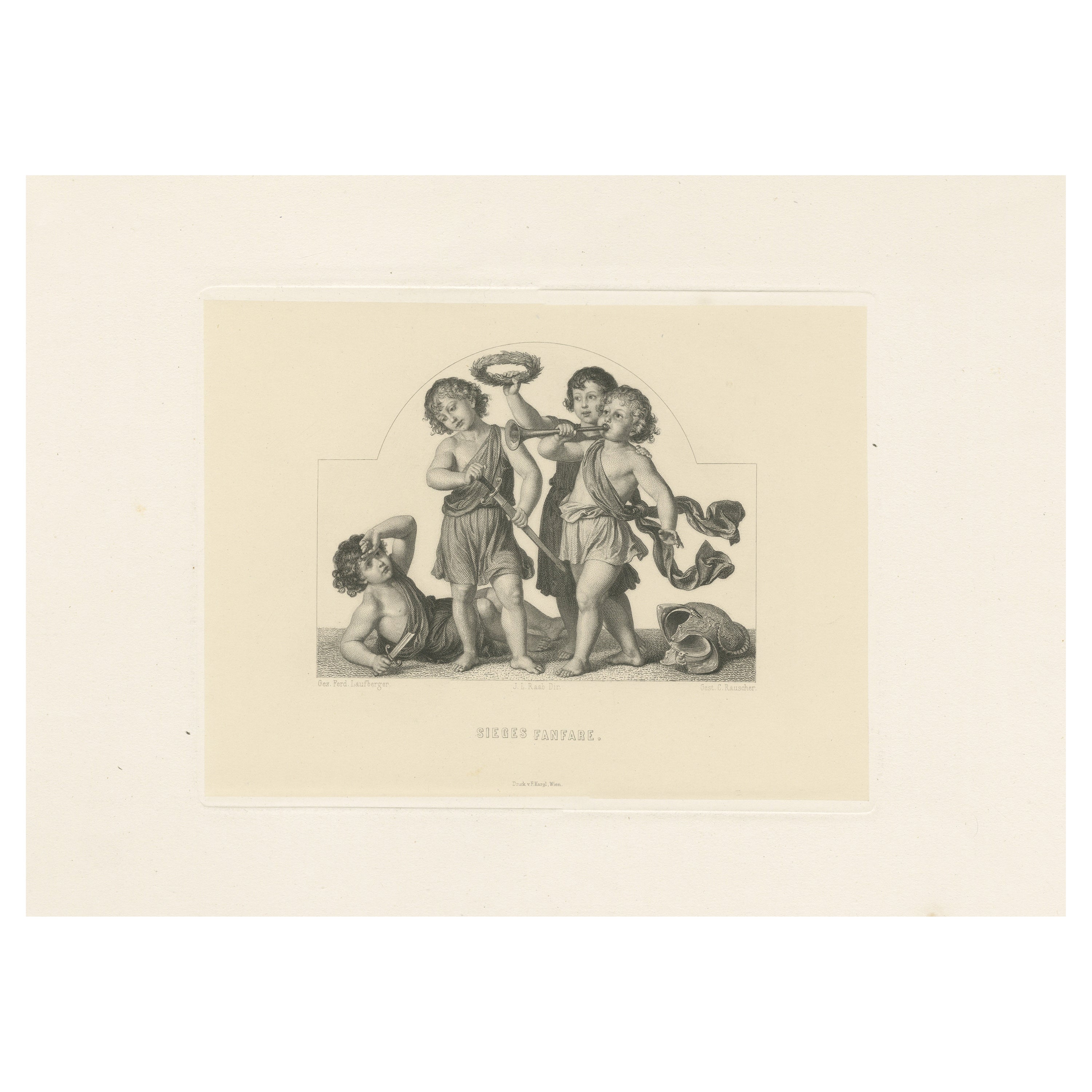 Antique Print 'Victory Fanfare' of the Curtain in the New Opera House in Vienna