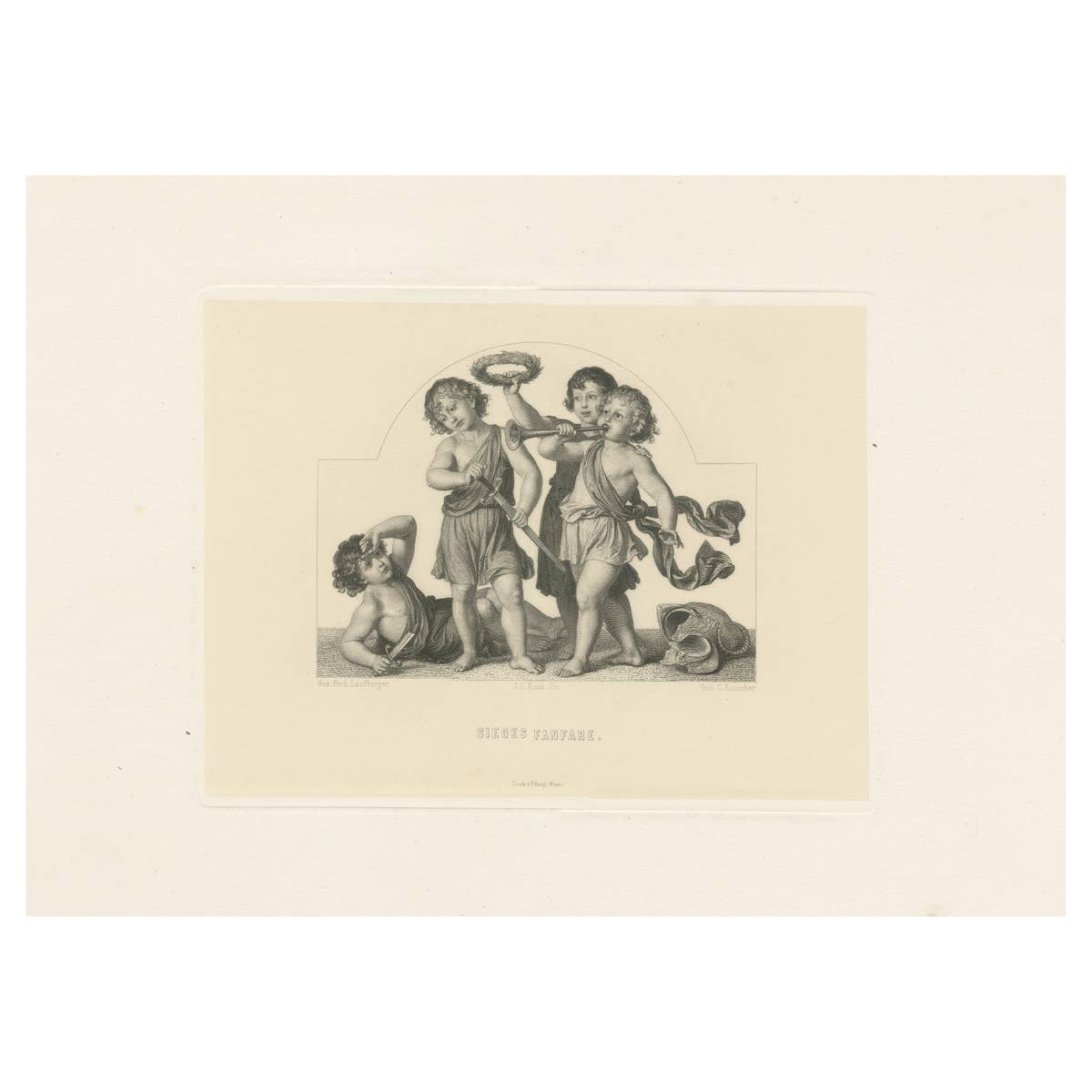 Antique Print 'Victory Fanfare' of the Curtain in the New Opera House in Vienna