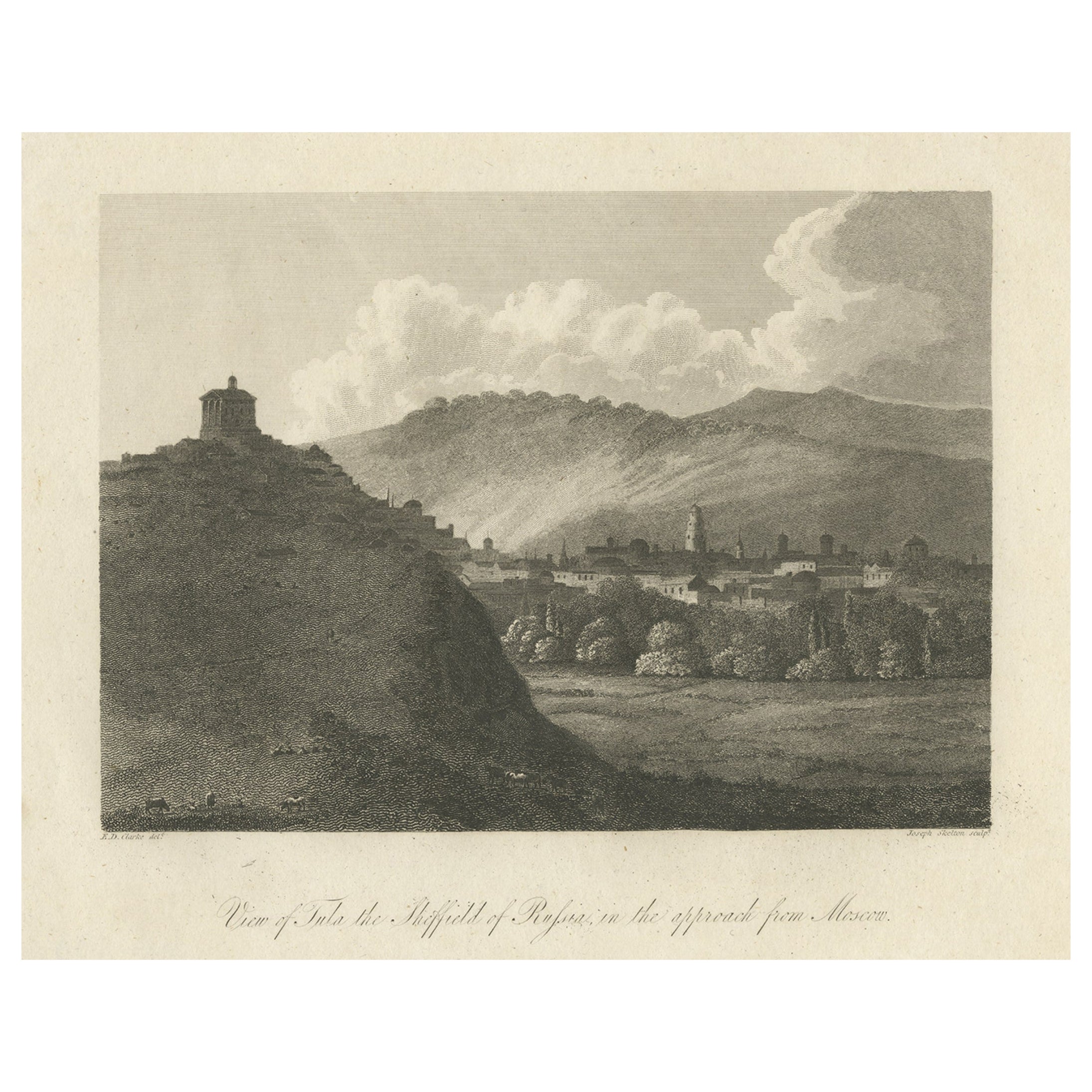 Antike Druckansicht von Tula, Old Sheffield of Russia, in der Nähe von Moskau, Russland, 1811