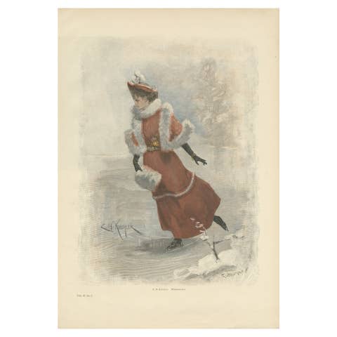 Antique Print 'Winterfreuden' after Küchler 'c.1895'