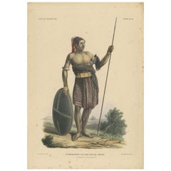 Antiker Druck mit einer aus Sawu „ Indonesien“ stammenden Künstlerin von Temminck, um 1840