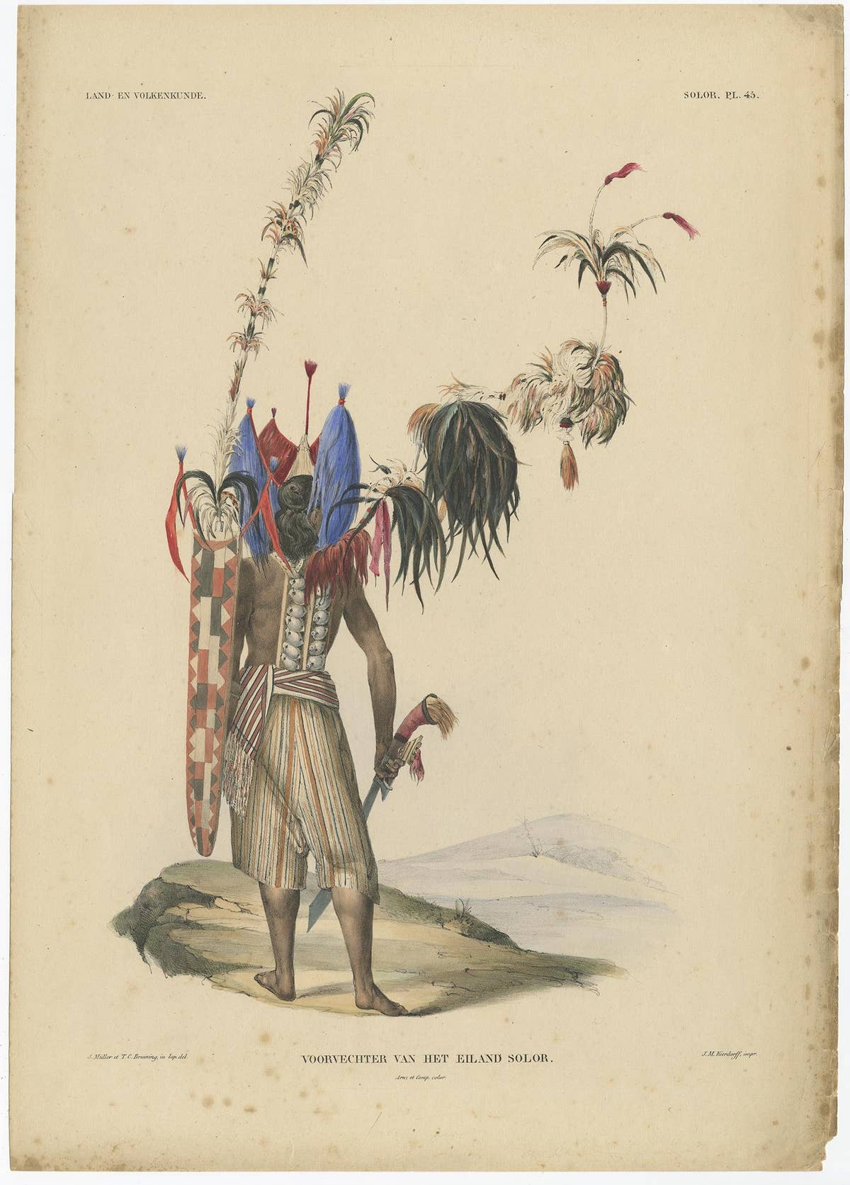 Antique Print with a Native of Solor 'Indonesia' by Temminck, circa 1840