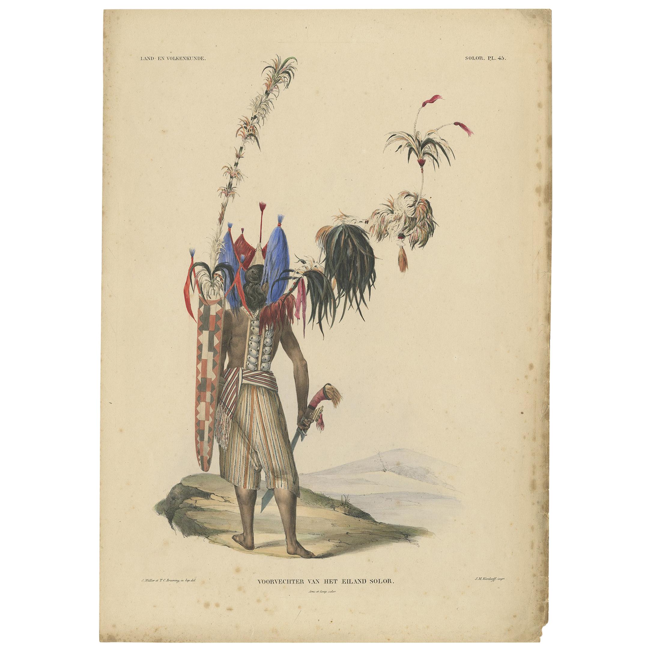 Antique Print with a Native of Solor 'Indonesia' by Temminck, circa 1840