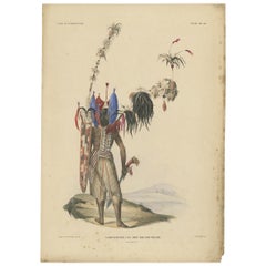 Stampa antica con un nativo di Solor 'Indonesia' di Temminck, 1840 ca.