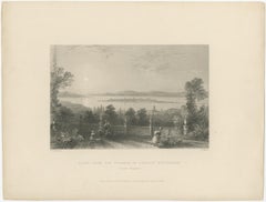 Antique Print of the Terrace of Château Wolfsberg, Switzerland, 1836
