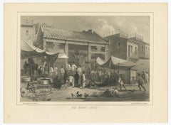 Antique Print with a View of a Fish Market in Guangzhou 'Canton', China, 1856