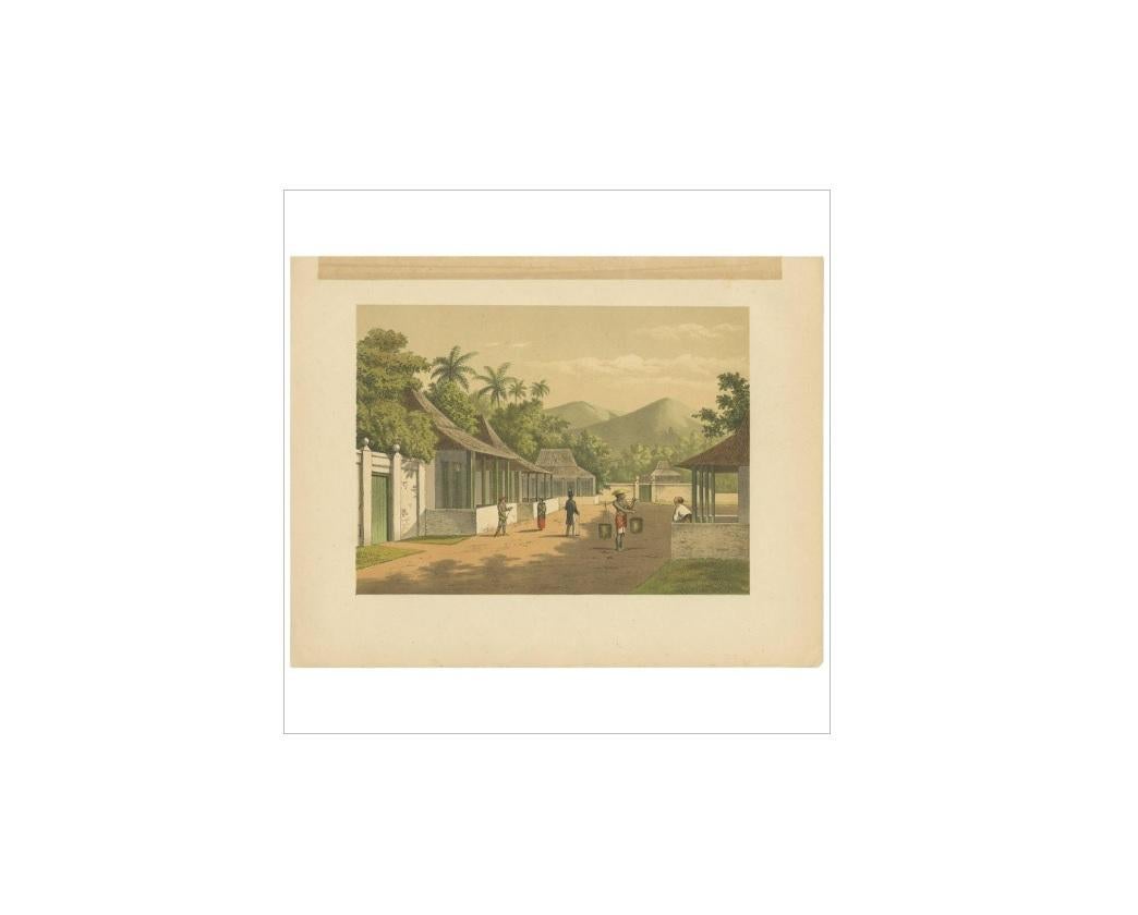 Antique Print with a View of Batu Gajah by M.T.H. Perelaer, 1888 In Good Condition For Sale In Langweer, NL