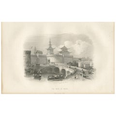 Antiker Druck mit einer Ansicht von Peking von D'Urville, 1853
