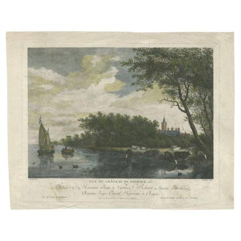 Antique Print with a view of Chateau Rijswijk by Bacheley, 1773