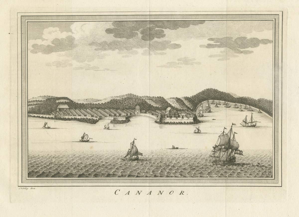 Antique Print with a View of Kannur 'or Cannanore', Kerala, India