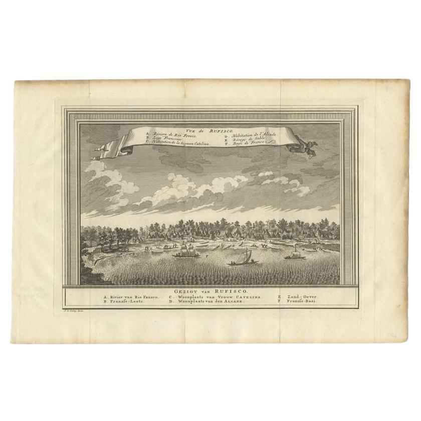 Antique Print with a View of Rufisque, Dakar, Senegal, 1747 For Sale