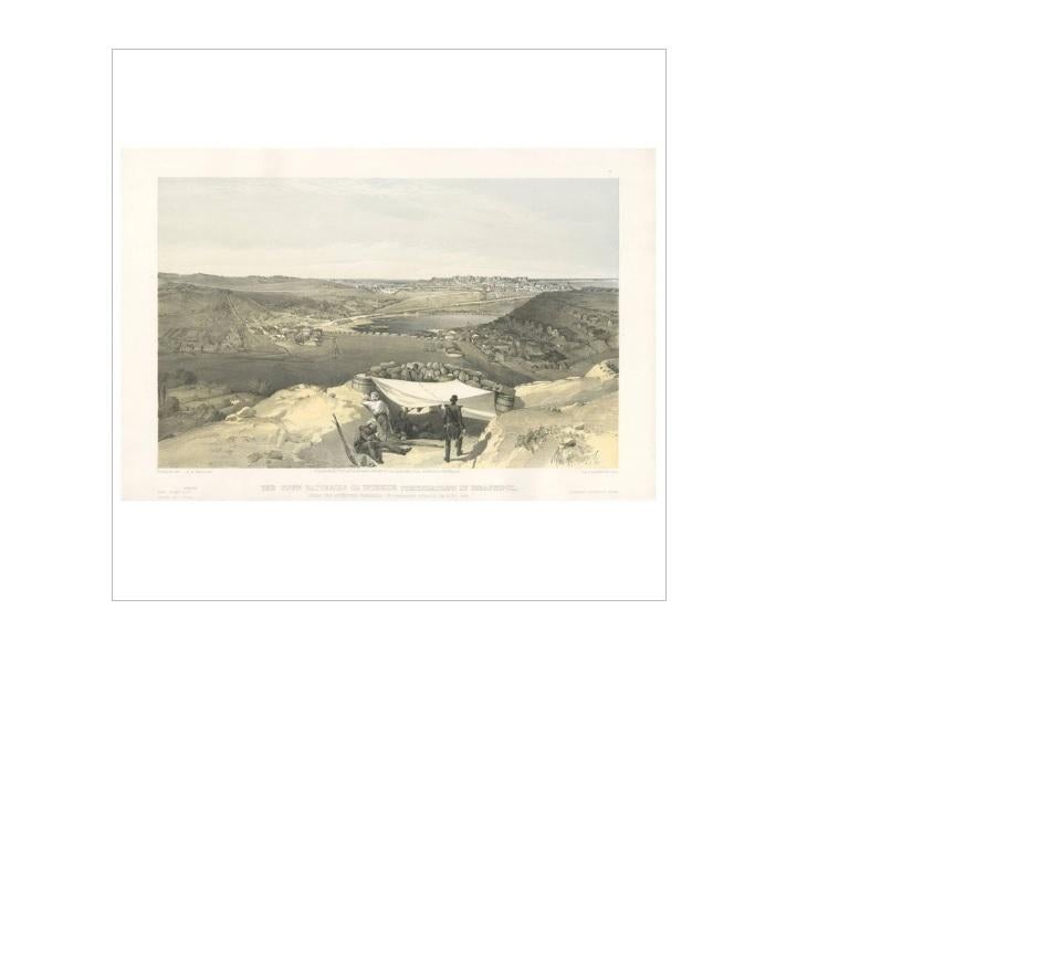 Impression ancienne avec une vue de la guerre de Sébastien de Sebastopol par W. Simpson, 1855 Bon état - En vente à Langweer, NL