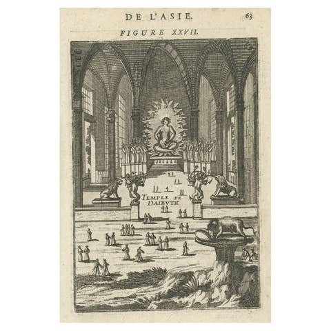 Antique Print with a View of the Temple of Daibuth, Japan, 1683