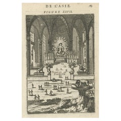 Antique Print with a View of the Temple of Daibuth, Japan, 1683