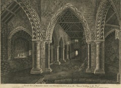Antique Print with Inside View of Magdalen Chapel, Winchester, Hampshire, 1790
