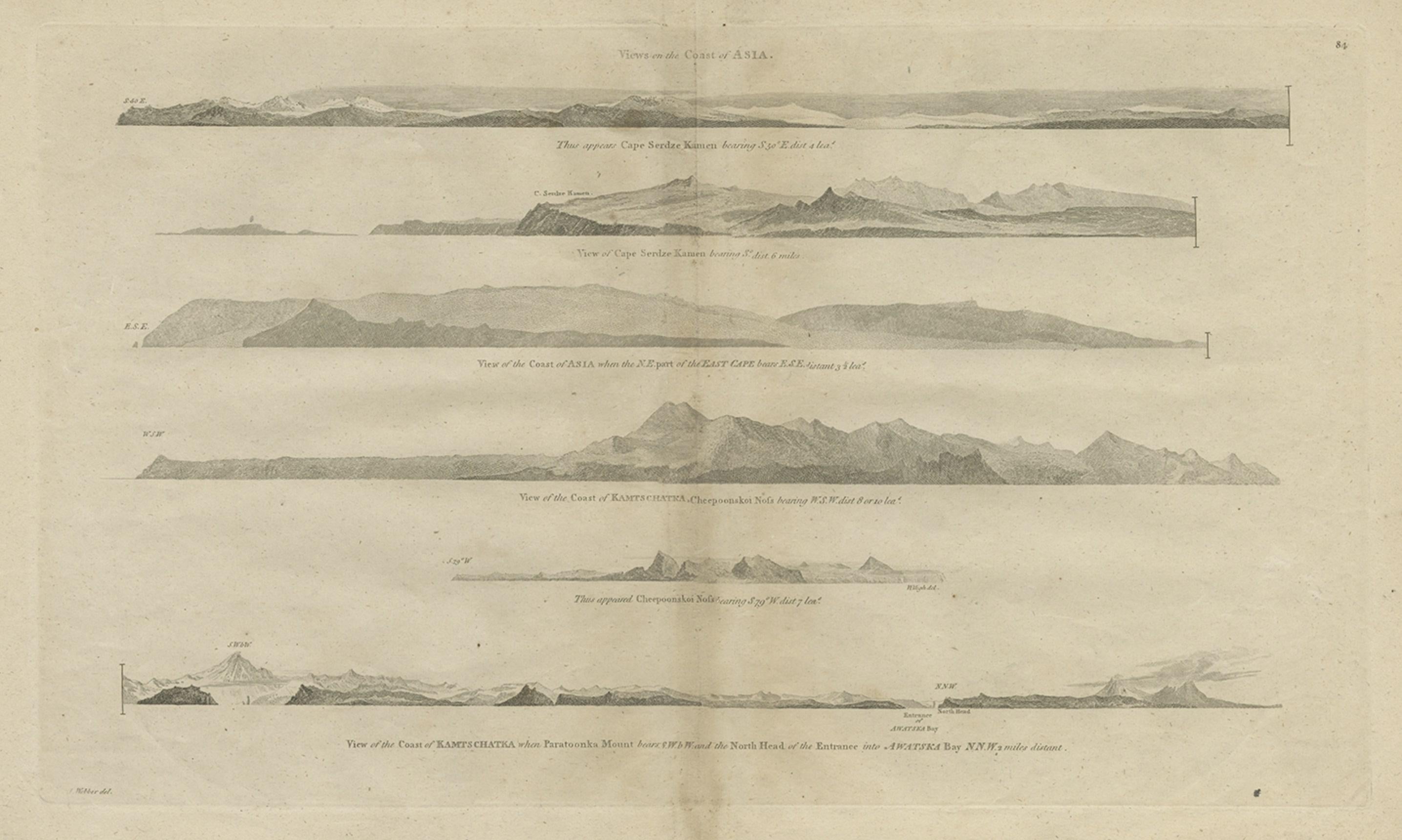 18th Century and Earlier Antique Print with Coastal Views of Asia by Cook, c.1784 For Sale