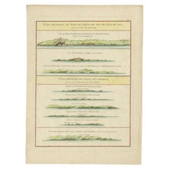 Impression ancienne avec vues côtières de Goa, Inde, vers 1775