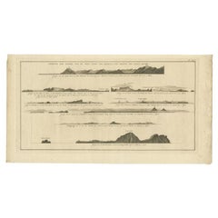 Antique Print with Coastal Views of Islands Near The American Coast by Cook