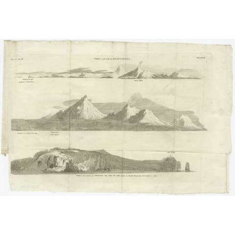 Antique Print with Coastal Views of Kamchatka by Cook, 1784
