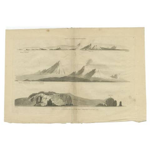 Antique Print with Coastal Views of Kamchatka in The Russian Far East, c.1784