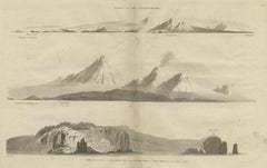 Impression ancienne avec vues côtières de Kamchatka en Extrême-Orient de Russie, vers 1784