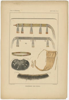 Antique Print with Decorations 'New Guinea, Indonesia' by Temminck, circa 1840