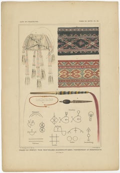 Antique Print with Fabrics of Timor and Rotti 'Indonesia', Temminck, circa 1840