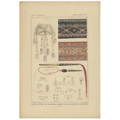 Estampa antigua con telas de Timor y Rotti 'Indonesia', Temminck, hacia 1840