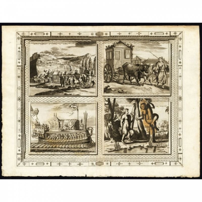 Antique Print with Four Japanese Views by Van Der Aa, 1725 For Sale