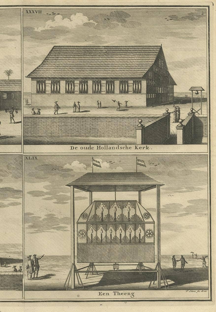 Antique Print with Four Views of Ambon by Valentijn '1726'