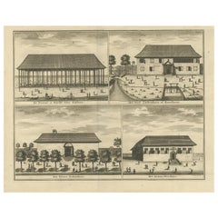 Impression ancienne avec quatre vues d'ampoule ii par Valentijn, 1726
