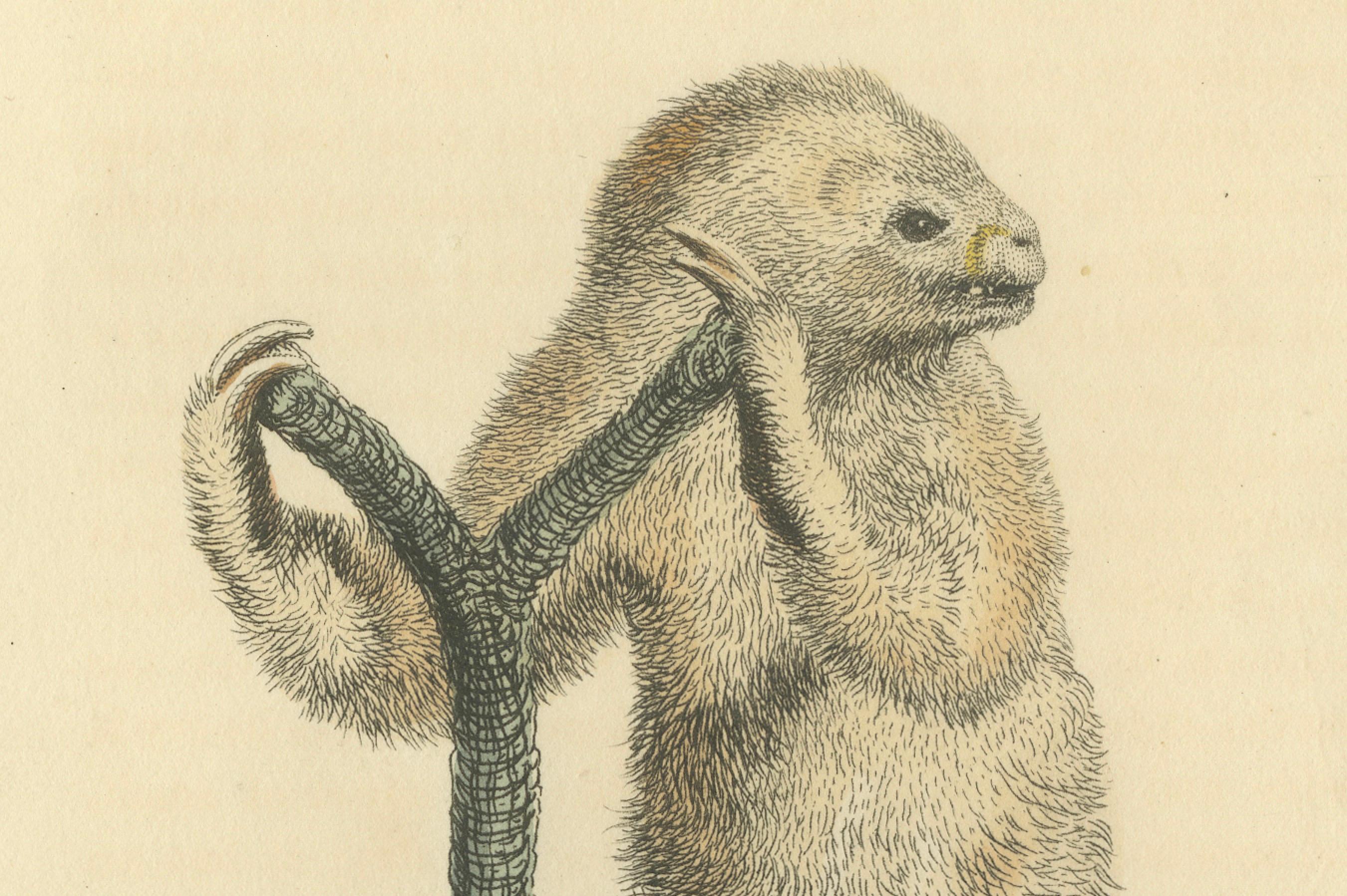 A vintage depiction of Linnaeus's two-toed sloth, labeled as 